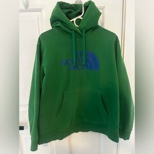 North Face Hoodie- Green with Blue Logo